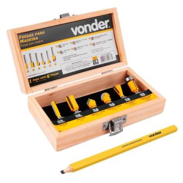 Imagem de Jogo Kit De Fresas 6 Peças Vonder Para Tupia E Lápis, 6 fresas