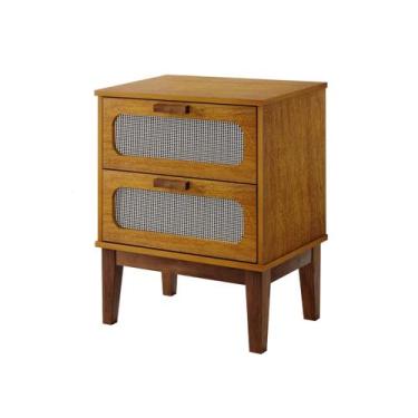 Imagem de mesa de cabeceira retro com telinha na gaveta santorini 45cm para cama