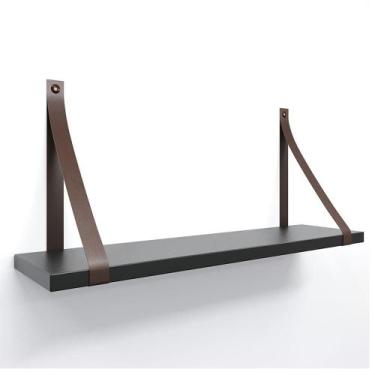 Imagem de Prateleira em MDF Preto 60x15cm com Alça - Lubrano, Café