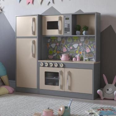 Imagem de Cozinha Brinquedo Infantil com Refrigerador Lima Cinza - Mais de Casa