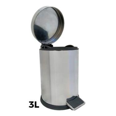 Imagem de Lixeira 3 litros aco inox brilhante c/ pedal inox - Mundare
