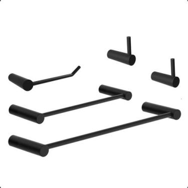 Imagem de Kit de Acessórios para Banheiro Modelo Orion Preto Fosco 5 Peças Grego
