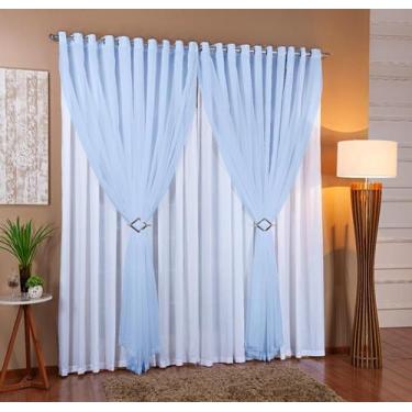 Imagem de Cortina Voil Com Forro Microfibra Sala E Quarto 4,00 x 2,30 - Várias C