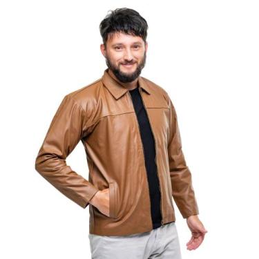 Imagem de Jaqueta de couro bovino masculino basica - Gresco, Caramelo, GG