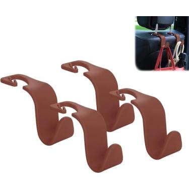 Imagem de SINGYICO Encosto de cabeça para carro, elegante, ganchos de assento, organizador de armazenamento, acessórios interiores para sua bolsa, sacolas de compras, bolsas, casacos, guarda-chuvas, pacote com