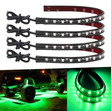 Imagem de Tiras de LED para carro 32 cm Tiras de luz LED à prova d'água para carros, motocicletas, carrinho de golfe interior e exterior Marine Boat Green Led Strip 12V 5050 18SMD, pacote com 4