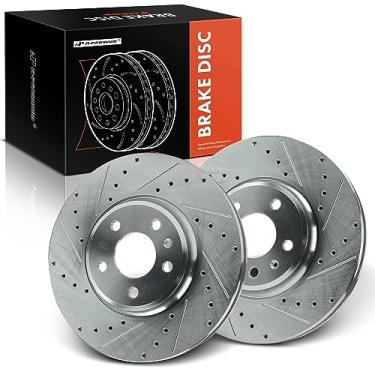 Imagem de A-Premium Rotores de freio a disco dianteiro perfurado e ranhurado de 12,59 polegadas (319,80 mm) compatíveis com modelos Audi - A4 2009-2011, A4 allroad 2009-2013, Q5 2009-2011, A5 2010-2011, A5