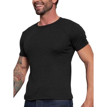 Imagem de Camiseta Canelada Agodão Gringa Americana Slim Baby Look Masculina - K