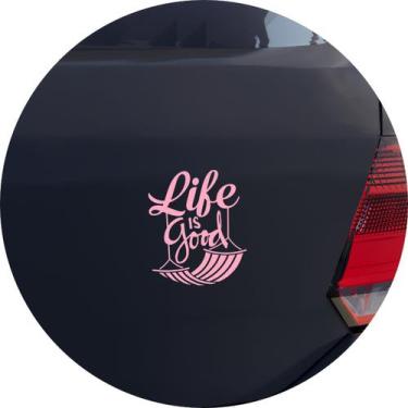 Imagem de Adesivo de Carro Life is Good - A Vida é Boa - Cor Rosa Claro - Melhor