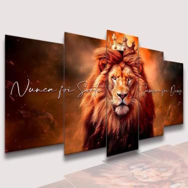 Imagem de Conjunto Quadro Decorativo Mosaico Com Foto Personalizado Leão de Juda