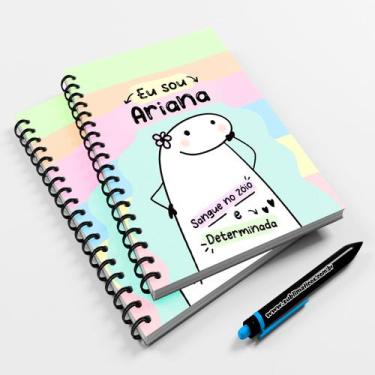 Imagem de Caderno Universitário 96fls Meme Flork Signo Ariana - Premium