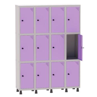 Imagem de Armário Guarda Volume Locker Roupeiro 4 Vãos 12 Portas Aço GRP504/12 C