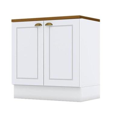 Imagem de Balcão 2 Portas 80 Cm Americana Branco Com Tampo Para Cooktop Nature -