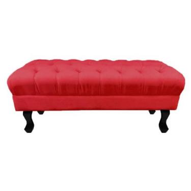 Imagem de Puff Calçadeira Retrô 1,20 Metro Luis Xv Capitonê Suede Vermelho - DS 