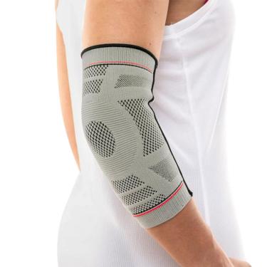 Imagem de Cotoveleira N1 Sport Linha Fisio Poliamida Cinza Preta e Laranja-G