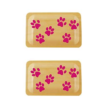 Imagem de Perfect Stix Perfectware Prato descartável de madeira 7-Puppy Pink-8 19 cm com estampas personalizadas de pata de cachorro (pacote com 8)