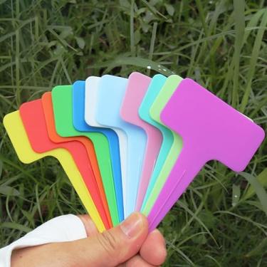 Imagem de Etiquetas de plantas de jardim, 120 peças, etiquetas de plástico tipo T para jardim, marcadores de hortaliças, jardinagem, sementes, estacas, para sementes, vasos, ervas, flores, vegetais (cor)