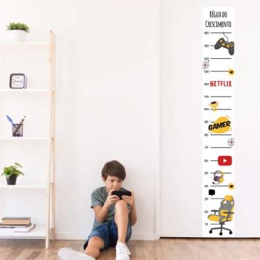 Imagem de Régua Adesivo de Crescimento Gamer Elementos Internet Vídeo Game Quart