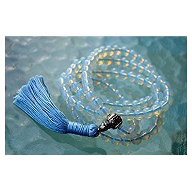Imagem de Opala opalita pedra da lua 8 mm 108 contas de japa mala - contas de oração - energizado, Opal Bead Size 8 mm, Cristais