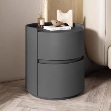 Imagem de Mesa de cabeceira redonda, mesa de cabeceira de madeira para quarto, mesa de cabeceira externa de couro, mesa de cabeceira, mesa de cabeceira para sala de estar, prateleira de gaveta, mesa lateral,