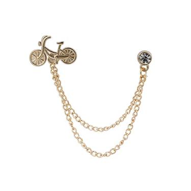 Imagem de A N KINGPiiN Alfinete de lapela de corrente cravejada de bicicleta e pedra, broche de terno, acessórios masculinos, Metal, Sem Pedra Preciosa