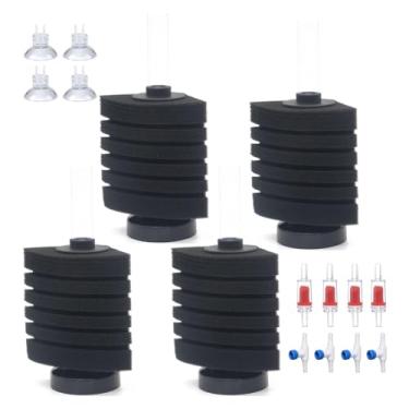 Imagem de ALEGI 4 peças de filtro de esponja de aquário pequeno com ventosas, válvulas de retenção para 13 litros, 25 litros, 55 litros, 55 litros, 55 litros para fritar e desfilar camarão (até 20 galões, 4 peças)