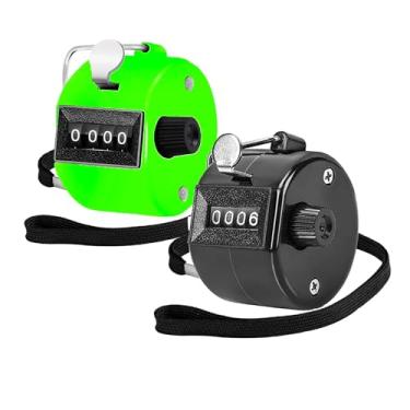 Imagem de Contador de contador de contador portátil de 4 dígitos, 2 pacotes de contadores mecânicos manuais clickers contadores de arremesso árbitro contador de cliques para treinamento, tricô, pessoas, colo,