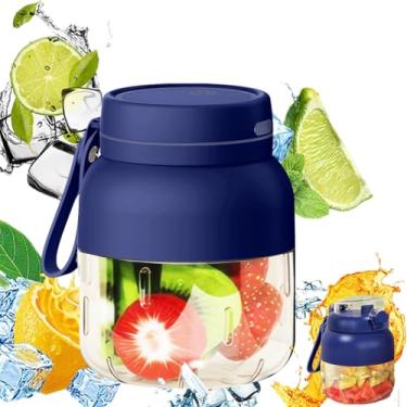 Imagem de Generic Garrafa de suco multiuso de grande capacidade, espremedor portátil sem fio, garrafa de água de tampa dupla com canudo, espremedor elétrico, liquidificador portátil recarregável, máquina de