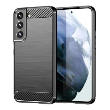 Imagem de Vavies Capa para Galaxy S22 5G, para Samsung S22 SM-S901U, capa de fibra de carbono, capa fina e macia de TPU com absorção de choque, proteção à prova de choque para Samsung Galaxy S22 preta