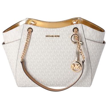 Imagem de Michael Kors Bolsa de ombro grande com logotipo da marca Jet Set, Ouro pálido, Large