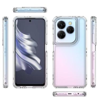 Imagem de Elubugod Compatível com capa Tecno Hot 40, capa protetora 3 em 1 antiqueda e absorção de choque para Spark 20 Pro 4G KJ6 / Hot 40 Pro X6837 / X6836 capa transparente