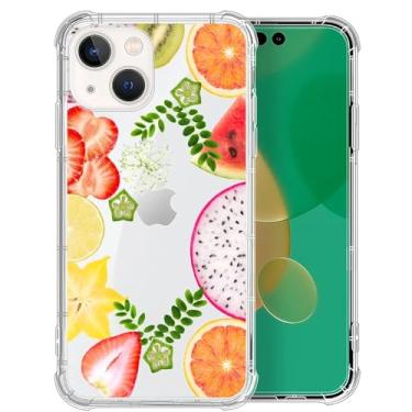 Imagem de Yuning419 Compatível com iPhone 13, capa transparente de morango com fruta do dragão para iPhone 13, capa protetora à prova de choque de TPU macio para iPhone 13