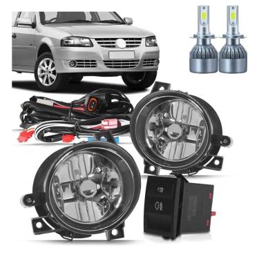 Imagem de Kit Farol Milha Neblina Auxiliar Gol Saveiro Parati G4 06 07 08 09 10 11 12 13 2014 + Lâmpada de Led