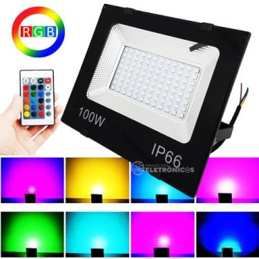 Imagem de Refletor Rgb 100W Led Holofote Iluminação Festa Balada Com Controle Re