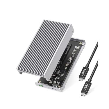 Imagem de GEWOKLIY Gabinete M.2 Nvme Silencioso De 40 Gbps, Gabinete Ssd Externo De Alumínio Usb C Compatível Com Adaptador Ssd Thunderbolt4/3 De 8 Tb, Leitor Ssd Pcie Gen4 M.2 Compatível Com Chave M B+M De 2
