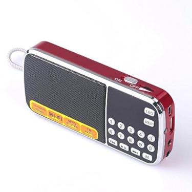 Imagem de LETING Leting Radios Fm Portátil Com Alto-Falante Mp3, Suporte De Rádio Portátil Com Cartão Tf/Usb, Rádio Fm Alimentado Por Bateria Recarregável, Mini Rádio Com Melhor Recepção (Red)