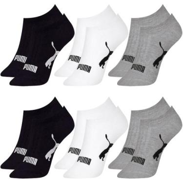 Imagem de Kit com 6 Pares de Meias Adulto Puma Modelo Sapatilha Calcanhar Verdad