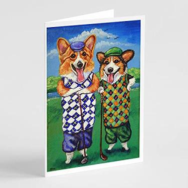 Imagem de Caroline's Treasures 7361GCA7P Cartões Corgi Golfistas e Envelopes Pacote com 8, 7 x 5, multicolorido