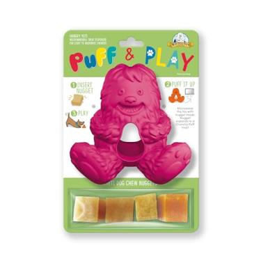 Imagem de Yeti Puff and Play Brinquedo para cães, suporte para mastigar para cães, brinquedo divertido estimulante para dentição, treinamento comportamental para mastigadores leves a moderados (rosa - Yeti)