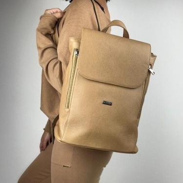 Imagem de Mochila recuo em couro legítimo b.1014, Camel