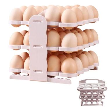 Imagem de Suporte Porta Ovos 60 Ovos Organizador 3 Andares Geladeira Guarda Ovo Mesa Bancada Cozinha Armario Dobravel Resistente Armazenamento