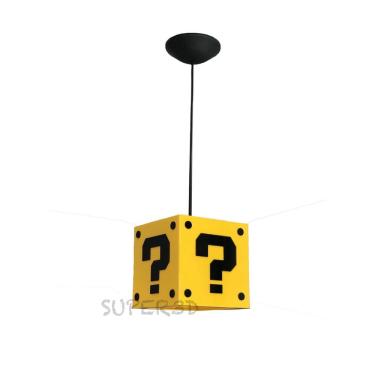 Imagem de Luminaria Pendente Interrogação Preto Super Mario Luminária Bloco