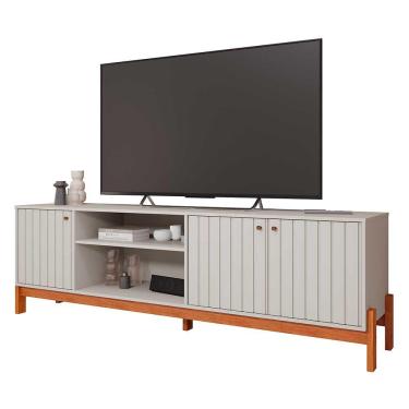 Imagem de Rack Bancada para TV 100% mdf Holanda Permobili Off White/Cinamomo