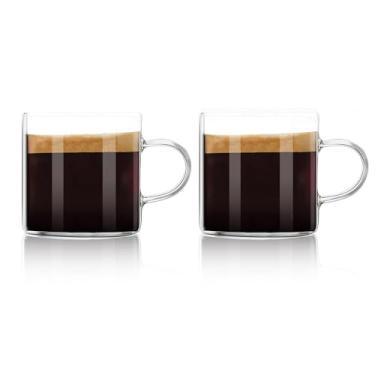 Imagem de Caneca de café de vidro de parede dupla com isolamento térmico de 80 ml para beber chá, café expresso com leite, suco ou água, Clear, 80ml *6pcs