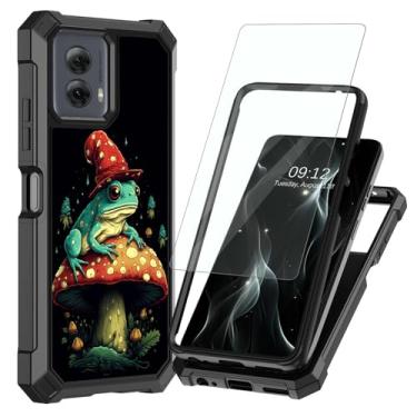 Imagem de BREIDMKFM Capa para Motorola Moto G Stylus 5G 2024 com protetor de tela, proteção de camada dupla rígida de policarbonato TPU macio à prova de choque para Moto G Stylus 5G 2024, cogumelo sapo fofo