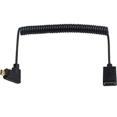 Imagem de Duttek Cabo de extensão HDMI para micro HDMI de 90 graus, 1,8 m, cabo enrolado micro HDMI macho para HDMI fêmea para GoPro Hero e outras câmeras/câmeras de ação