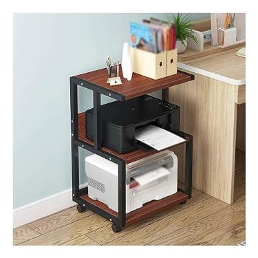 Imagem de Suporte para impressora de mesa, suporte de impressora com rodas, metal, 3 camadas, suporte para máquina de fax, copiadora de escritório, prateleira de scanner, prateleiras de impressora (cor: C) (D
