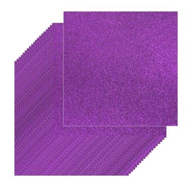 Imagem de Acrux7 100 folhas de papel cartolina roxo com glitter, 30 x 30 cm, 250 gsm/40,8 kg, papel brilhante para artesanato, projetos de bricolage, decorações de festa