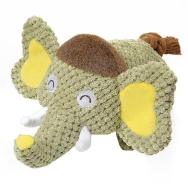Imagem de Hollypet Brinquedos de pelúcia duráveis para cães, brinquedos fofos para mastigar filhotes para cães pequenos, médios e grandes, elefante verde