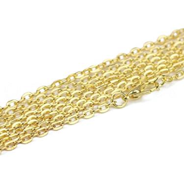 Imagem de CleverDelights Colares de corrente de ouro de 3 x 4 mm – pacote com 100 – 61 cm de comprimento – correntes ovais planas – bijuterias artesanais de arte fantasia pequena corrente
